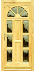 Napsugár II Szélén üveges borovi fenyő fa bejárati ajtó (D)