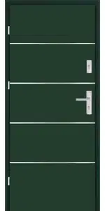 Taródi Ludas 107 szálcsiszolt acél intarziás mdf bejárati ajtó