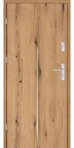 Taródi Ludas 113 szálcsiszolt acél intarziás mdf bejárati ajtó