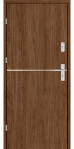 Taródi Ludas 114 szálcsiszolt acél intarziás mdf bejárati ajtó