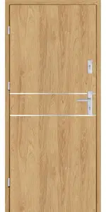 Taródi Ludas 116 szálcsiszolt acél intarziás mdf bejárati ajtó