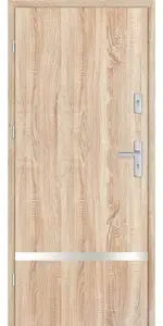 Taródi Ludas 117 szálcsiszolt acél intarziás mdf bejárati ajtó