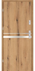 Taródi Ludas 119 szálcsiszolt acél intarziás mdf bejárati ajtó