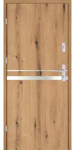 Taródi Ludas 119 szálcsiszolt acél intarziás mdf bejárati ajtó