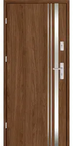 Taródi Ludas 121 szálcsiszolt acél intarziás mdf bejárati ajtó